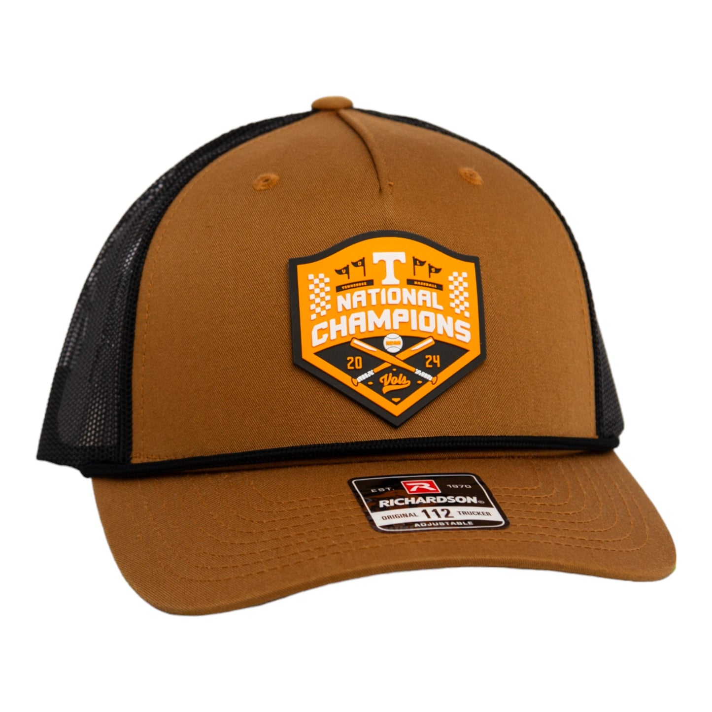 Tennessee Volunteers 2024 Men's College World Series Champions 3D Snapback Trucker Rope Hat- Carmel/ Black