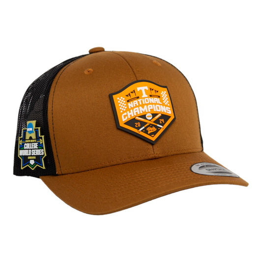 Tennessee Volunteers 2024 NCAA Men's College World Series Champions 3D YP Snapback Trucker Hat- Carmel/ Black