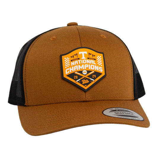 Tennessee Volunteers 2024 Men's College World Series Champions 3D YP Snapback Trucker Hat- Caramel/ Black