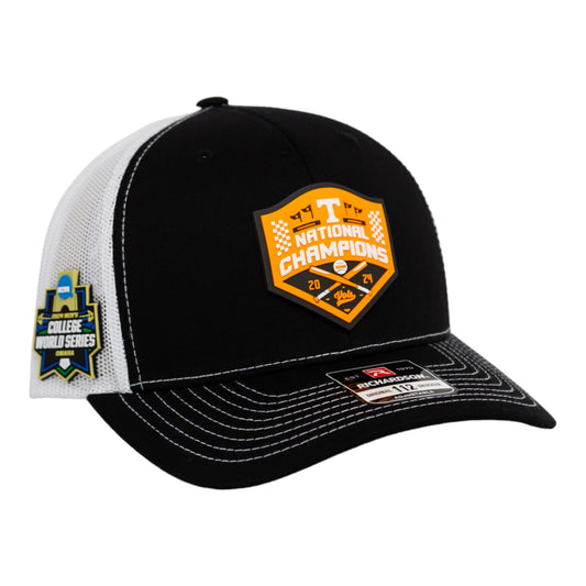 Tennessee Volunteers 2024 NCAA Men's College World Series Champions 3D Snapback Trucker Hat- Black/ White