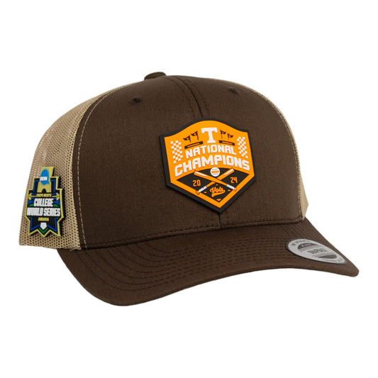 Tennessee Volunteers 2024 NCAA Men's College World Series Champions 3D YP Snapback Trucker Hat- Brown/ Tan