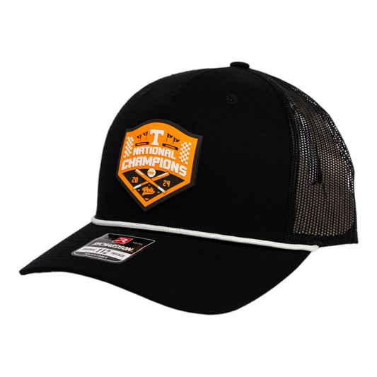 Tennessee Volunteers 2024 NCAA Men's College World Series Champions 3D Snapback Trucker Rope Hat- Black/ White