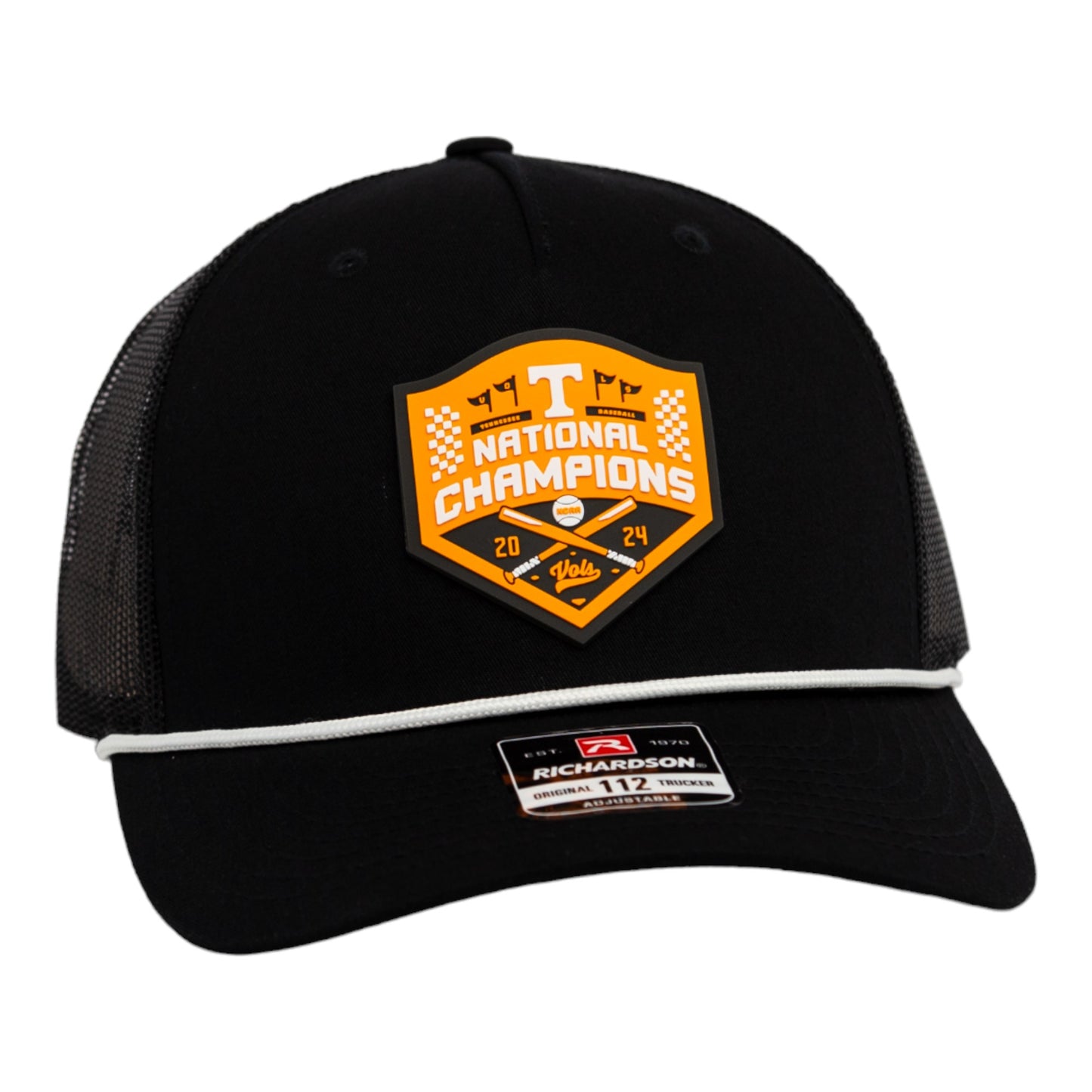 Tennessee Volunteers 2024 Men's College World Series Champions 3D Snapback Trucker Rope Hat- Black/ White