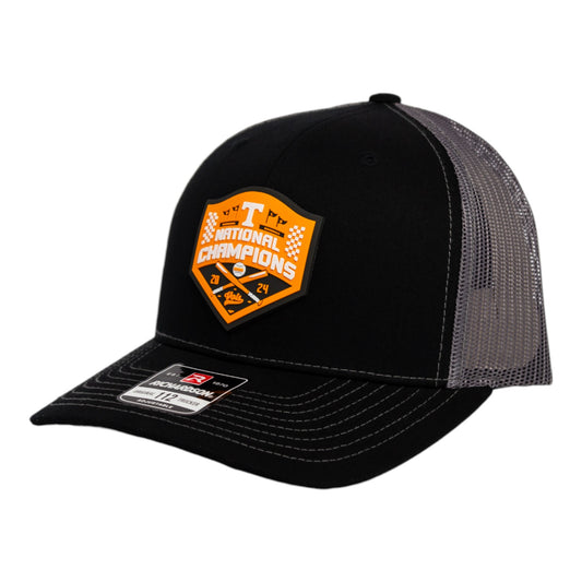 Tennessee Volunteers 2024 Men's College World Series Champions 3D Snapback Trucker Hat- Black/ Charcoal