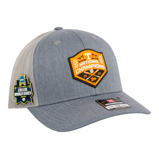 Tennessee Volunteers 2024 NCAA Men's College World Series Champions 3D Snapback Trucker Hat- Heather Grey/ Light Grey