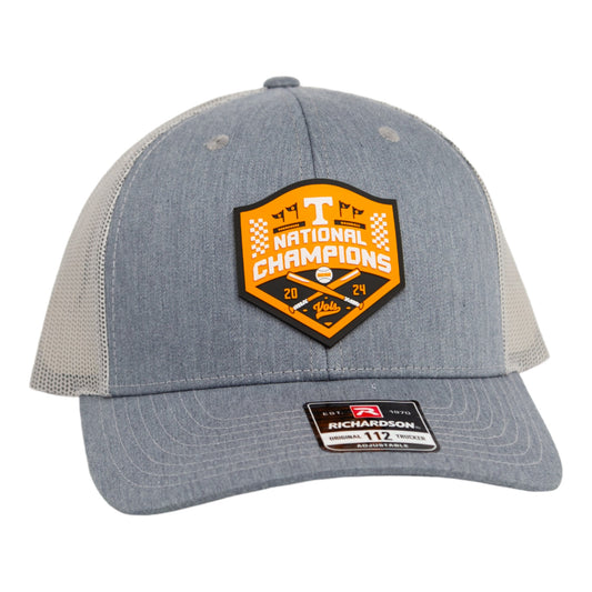 Tennessee Volunteers 2024 Men's College World Series Champions 3D Snapback Trucker Hat- Heather Grey/ Light Grey