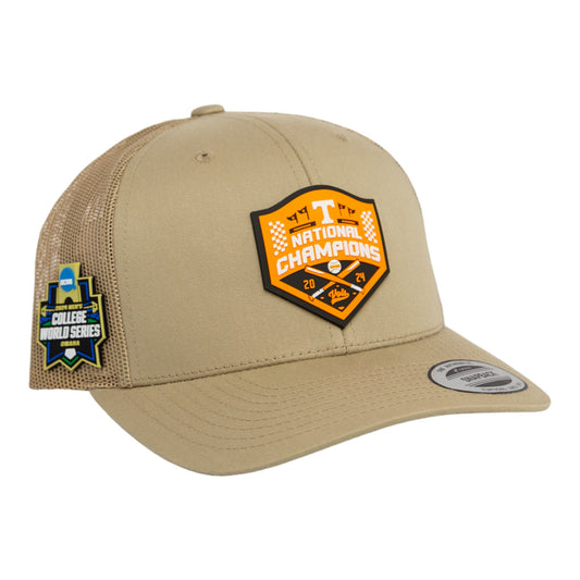 Tennessee Volunteers 2024 NCAA Men's College World Series Champions 3D YP Snapback Trucker Hat- Tan