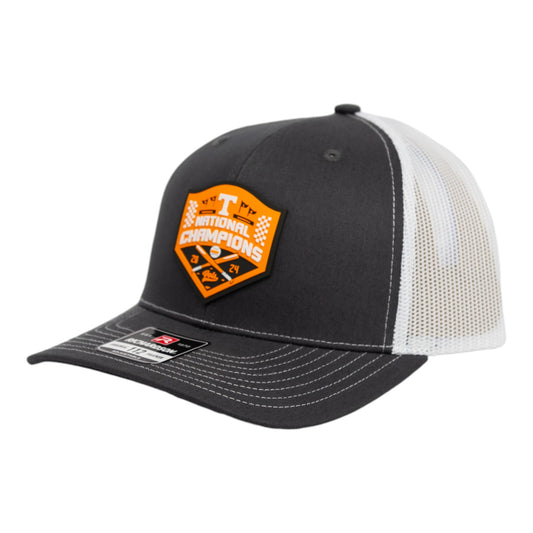 Tennessee Volunteers 2024 Men's College World Series Champions 3D Snapback Trucker Hat- Charcoal/ White