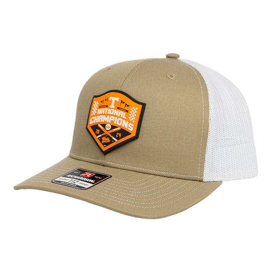 Tennessee Volunteers 2024 Men's College World Series Champions 3D Snapback Trucker Hat- Tan/ White