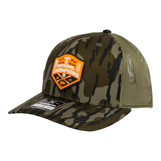 Tennessee Volunteers 2024 Men's College World Series Champions 3D Snapback Trucker Hat- Mossy Oak Bottomland/ Loden