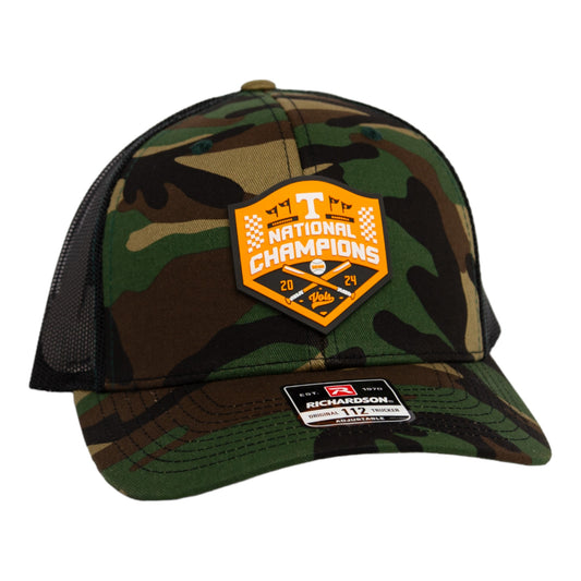 Tennessee Volunteers 2024 Men's College World Series Champions 3D Snapback Trucker Hat- Army Camo/ Black