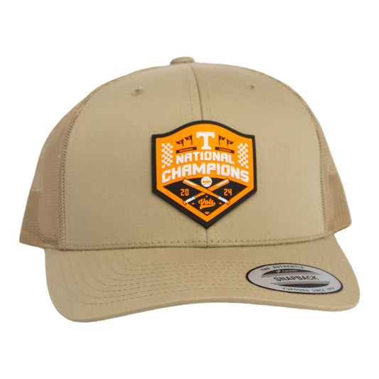 Tennessee Volunteers 2024 Men's College World Series Champions 3D YP Snapback Trucker Hat- Tan