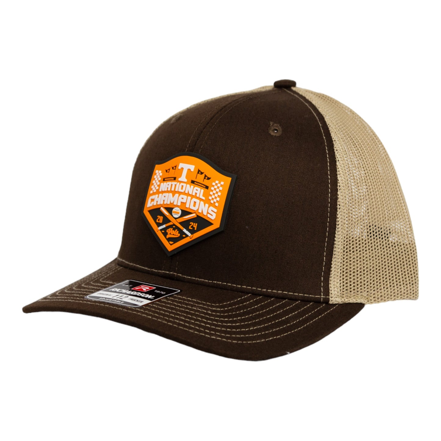 Tennessee Volunteers 2024 NCAA Men's College World Series Champions 3D Snapback Trucker Hat- Brown/ Tan