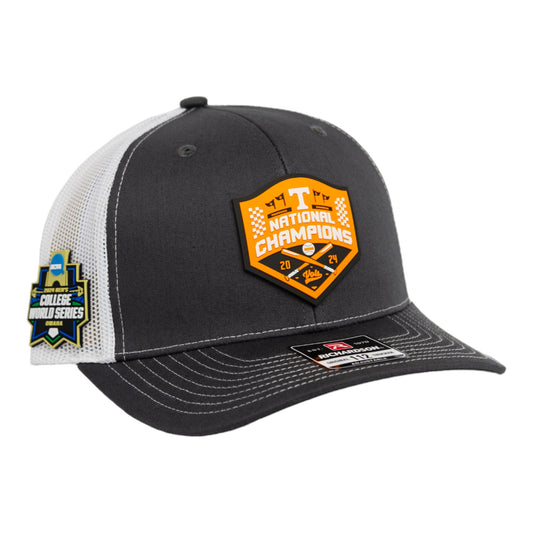 Tennessee Volunteers 2024 NCAA Men's College World Series Champions 3D Snapback Trucker Hat- Charcoal/ White