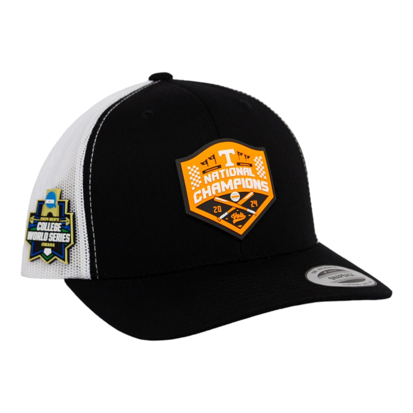 Tennessee Volunteers 2024 NCAA Men's College World Series Champions 3D YP Snapback Trucker Hat- Black/ White