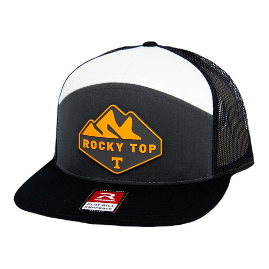Tennessee Volunteers 2024 Men's College World Series 3D Snapback Seven-Panel Flat Bill Trucker Hat- Charcoal/ Black/ White