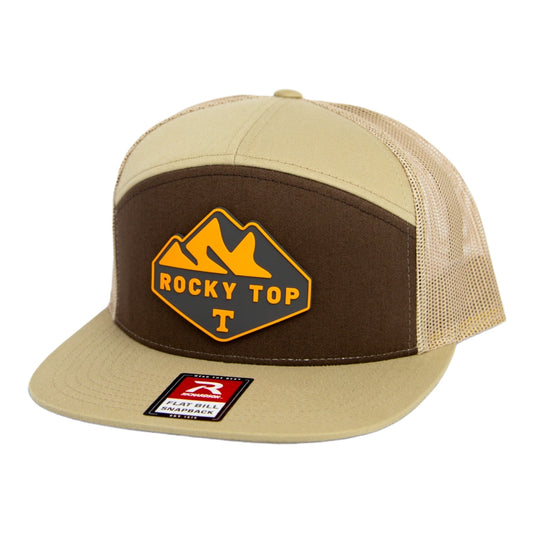 Tennessee Volunteers 2024 Men's College World Series 3D Snapback Seven-Panel Flat Bill Trucker Hat- Brown/ Tan