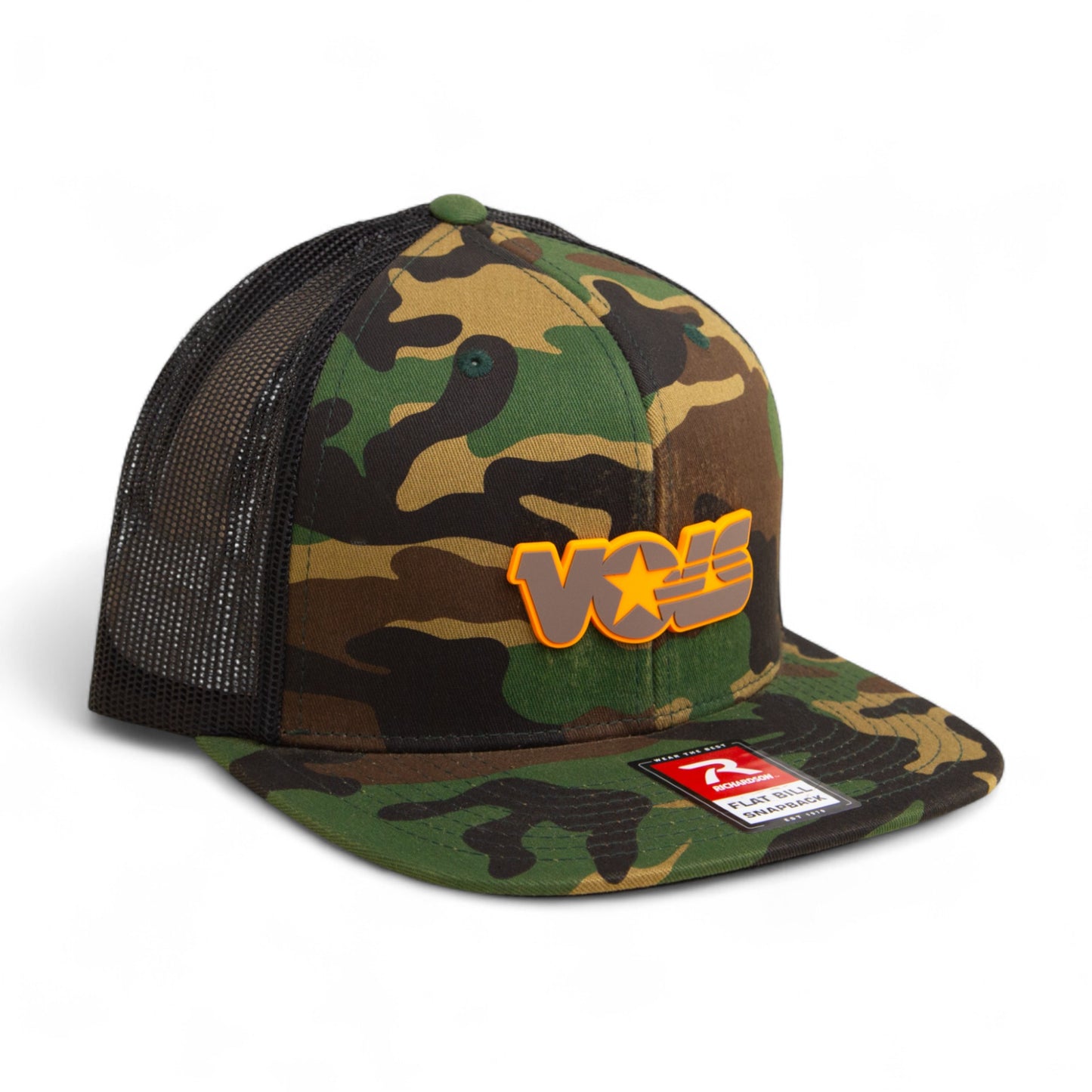 Tennessee Volunteers Retro VOLS Star Charcoal 3D Wool Blend Flat Bill Hat- Army Camo/ Black
