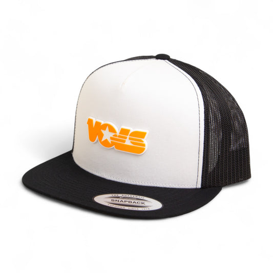 Tennessee Volunteers Retro VOLS Star Orange 3D YP Snapback Flat Bill Trucker Hat- White/ Black
