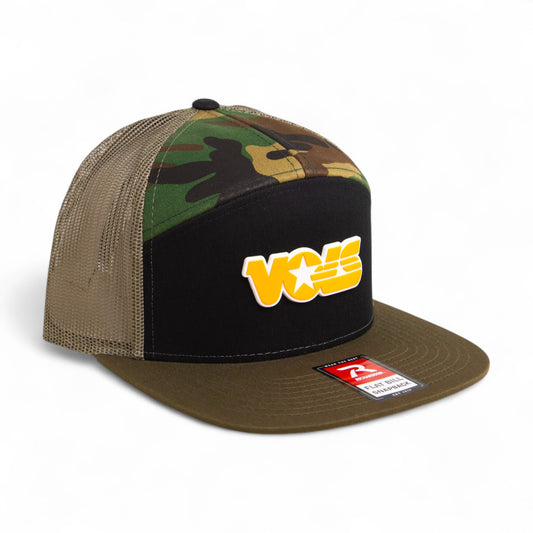 Tennessee Volunteers Retro VOLS Star Orange 3D Snapback Seven-Panel Flat Bill Trucker Hat- Black/ Loden/ Camo