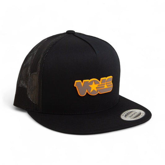 Tennessee Volunteers Retro VOLS Star Charcoal 3D YP Snapback Flat Bill Trucker Hat- Black