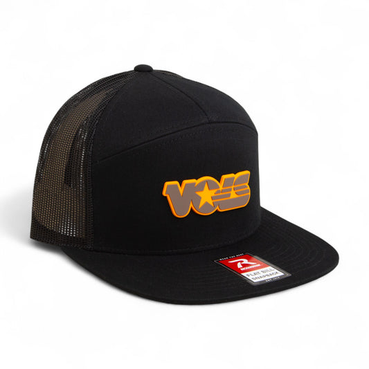Tennessee Volunteers Retro VOLS Star Charcoal 3D Snapback Seven-Panel Flat Bill Trucker Hat- Black