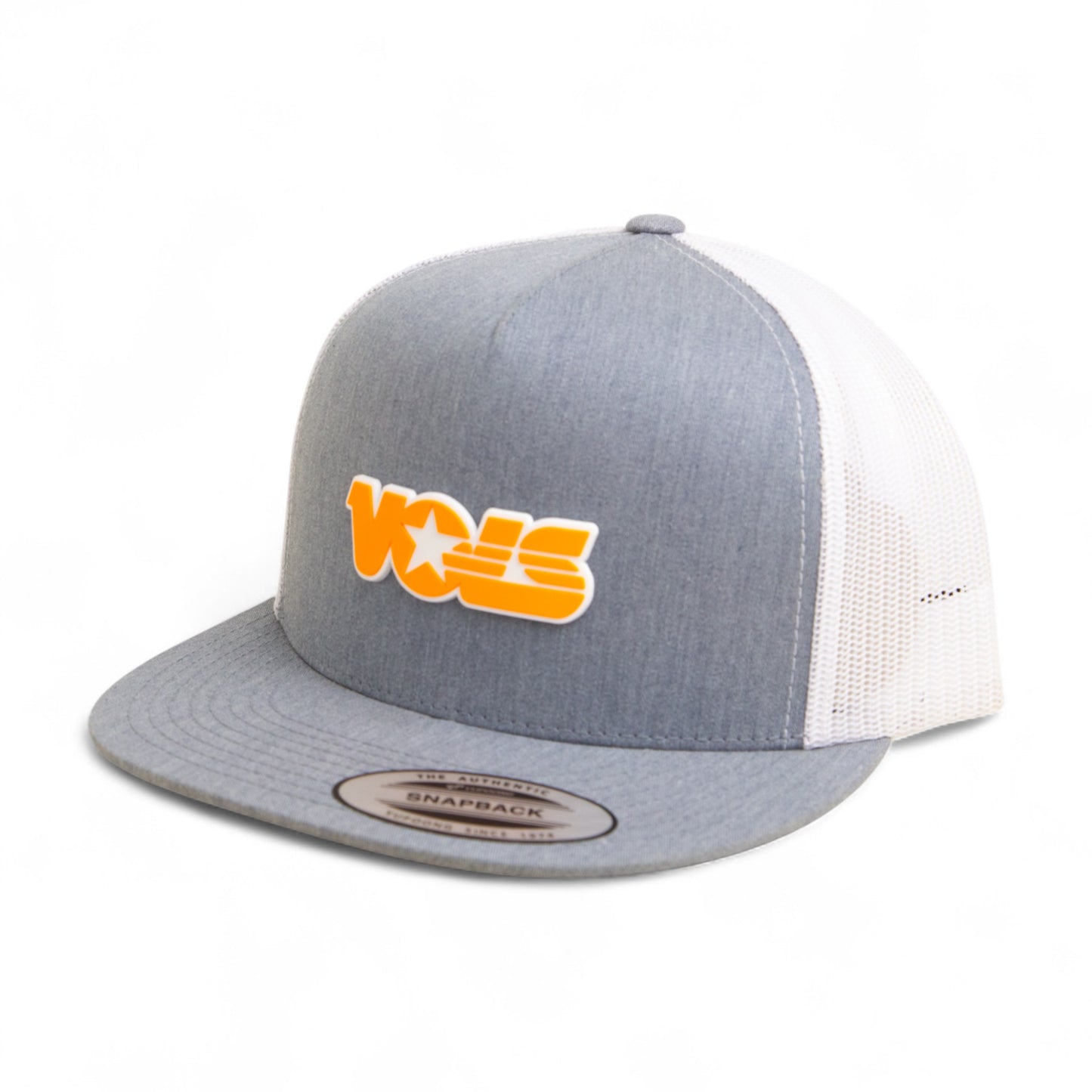 Tennessee Volunteers Retro VOLS Star Orange 3D YP Snapback Flat Bill Trucker Hat- Heather Grey/ White