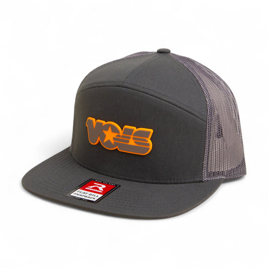 Tennessee Volunteers Retro VOLS Star Charcoal 3D Snapback Seven-Panel Flat Bill Trucker Hat- Charcoal