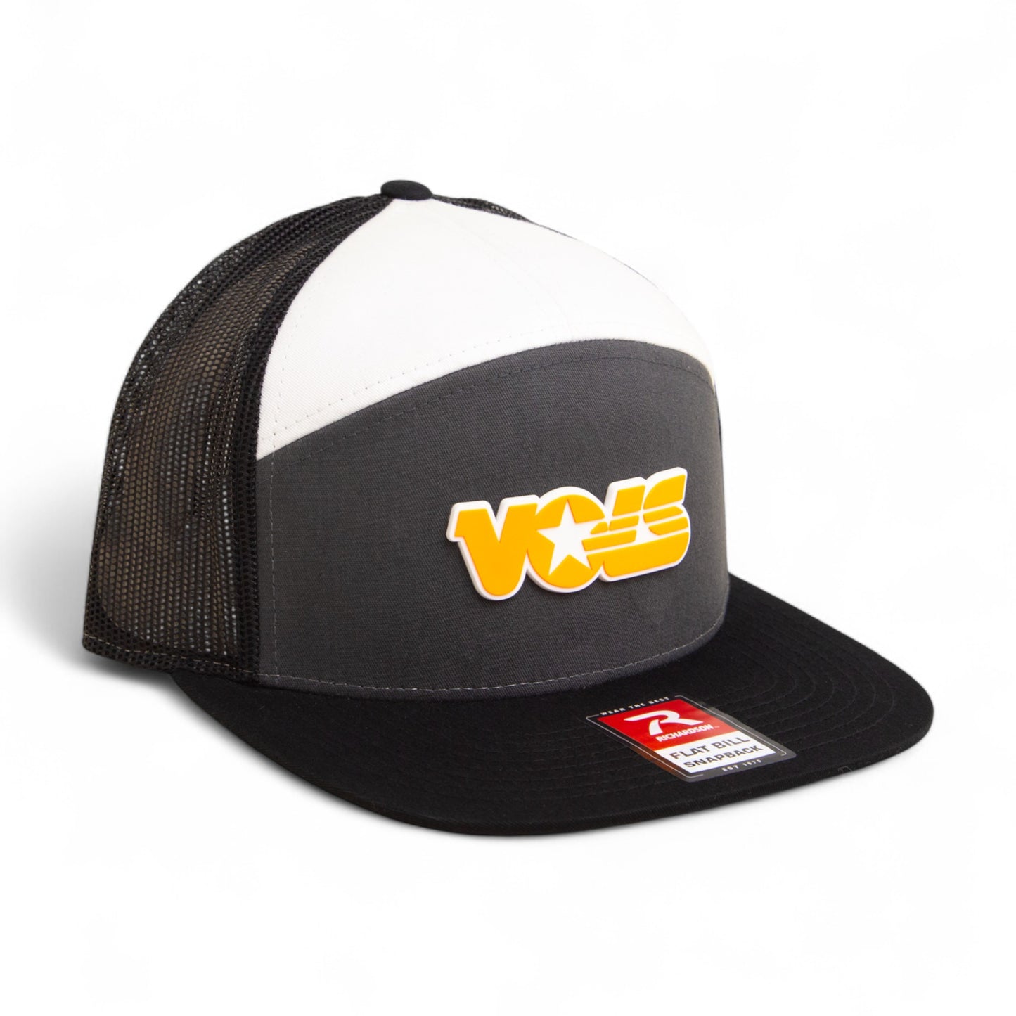 Tennessee Volunteers Retro VOLS Star Orange 3D Snapback Seven-Panel Flat Bill Trucker Hat- Charcoal/ Black/ White