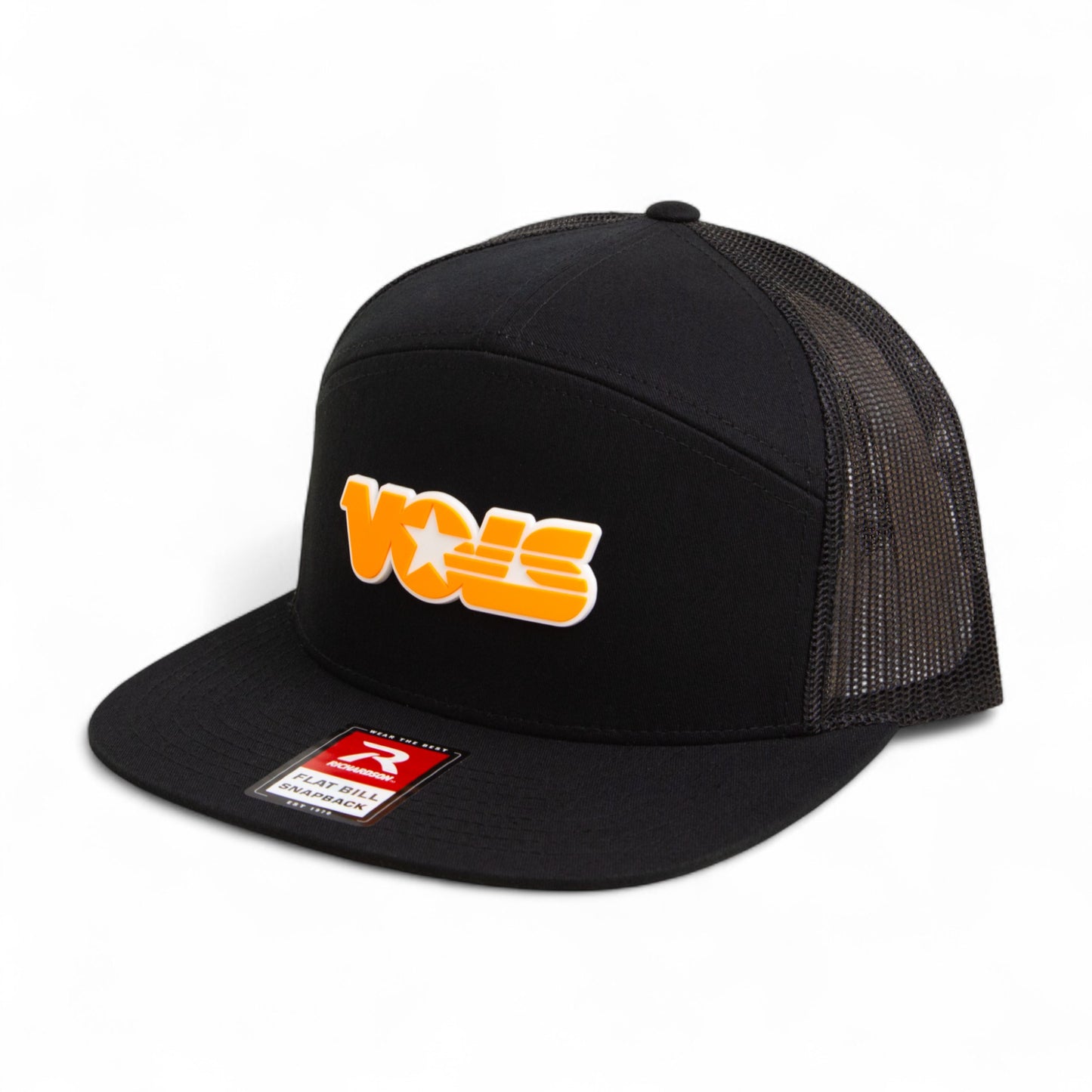 Tennessee Volunteers Retro VOLS Star Orange 3D Snapback Seven-Panel Flat Bill Trucker Hat- Black