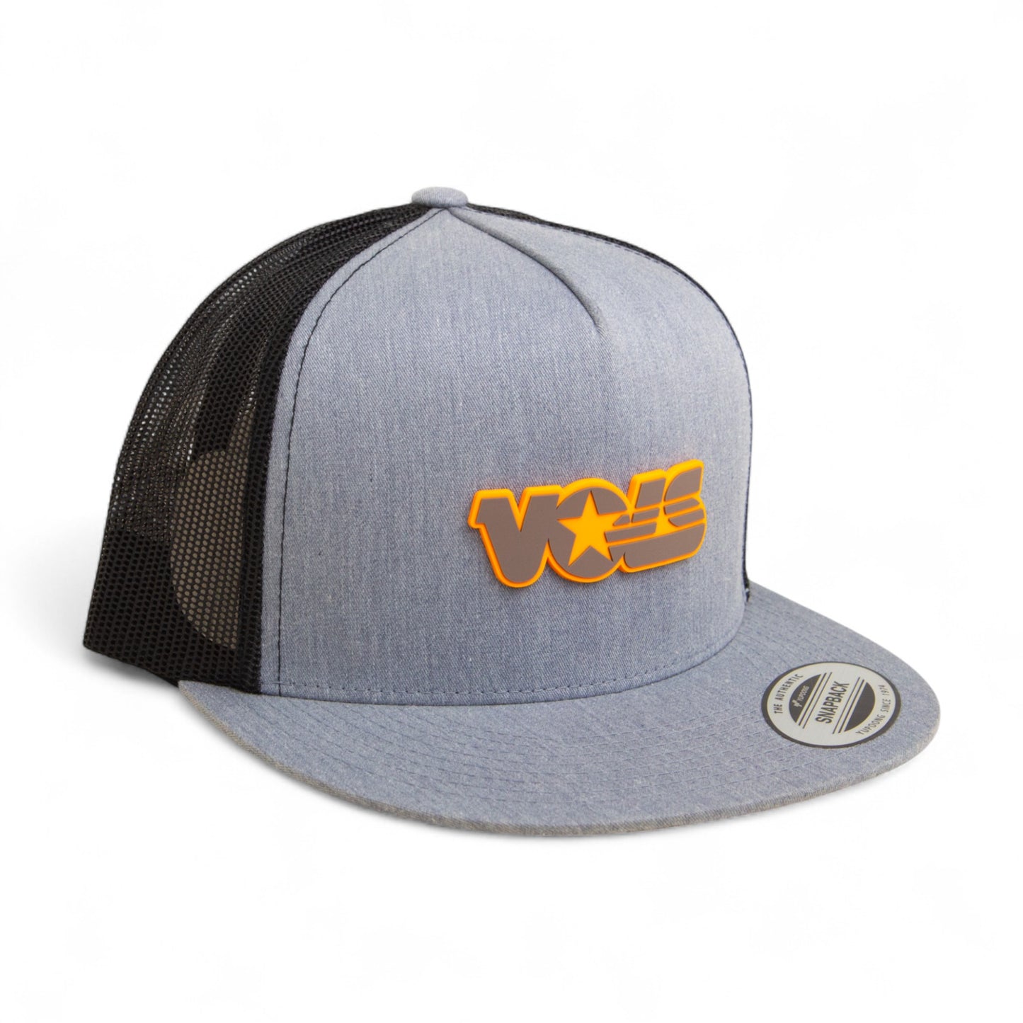 Tennessee Volunteers Retro VOLS Star Charcoal 3D YP Snapback Flat Bill Trucker Hat- Heather Grey/ Black