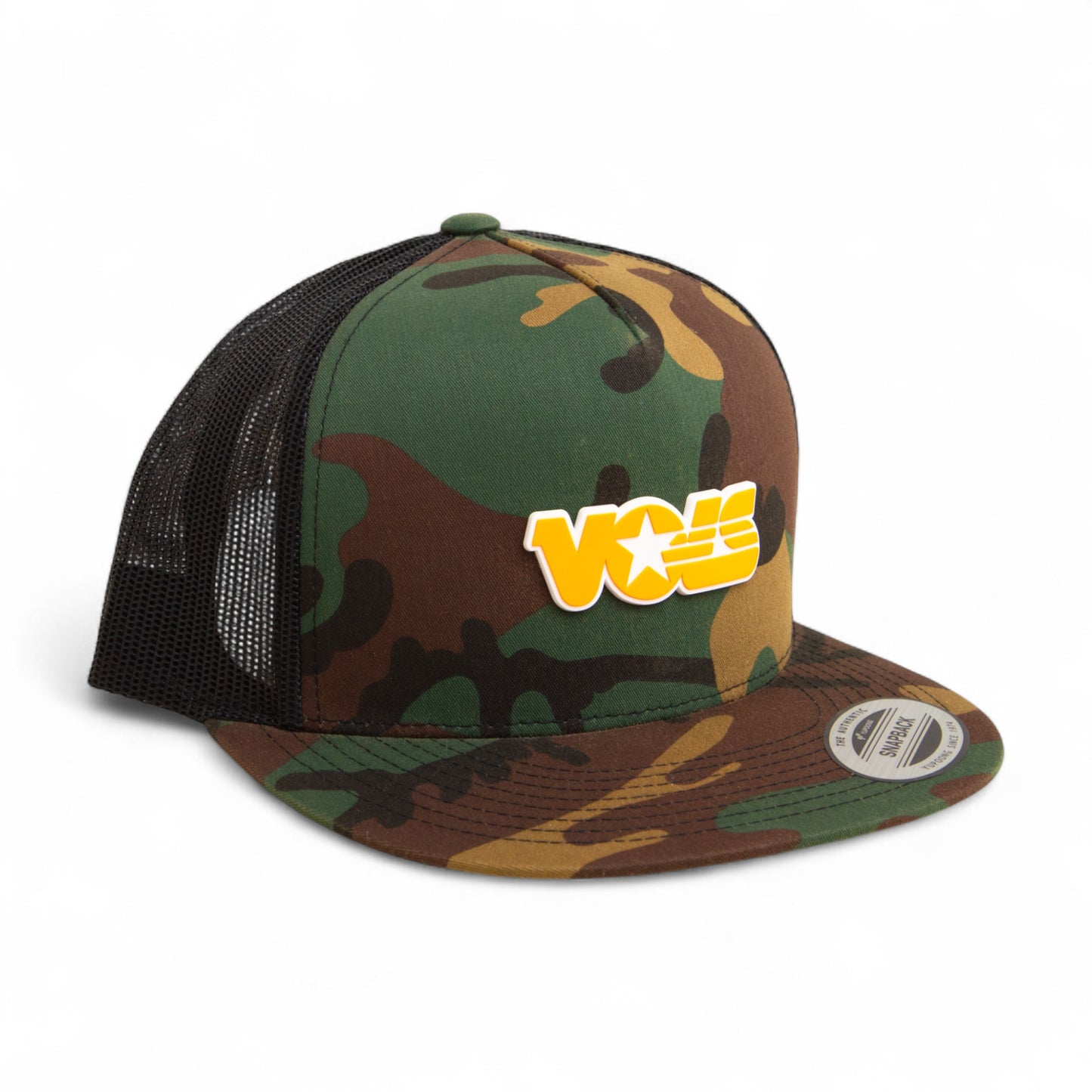 Tennessee Volunteers Retro VOLS Star Orange 3D YP Snapback Flat Bill Trucker Hat- Army Camo/ Black