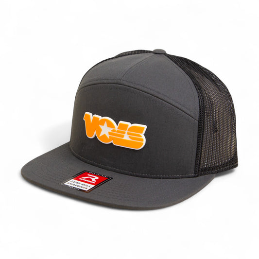 Tennessee Volunteers Retro VOLS Star Orange 3D Snapback Seven-Panel Flat Bill Trucker Hat- Charcoal/ Black