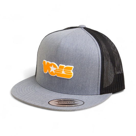 Tennessee Volunteers Retro VOLS Star Orange 3D YP Snapback Flat Bill Trucker Hat- Heather Grey/ Black