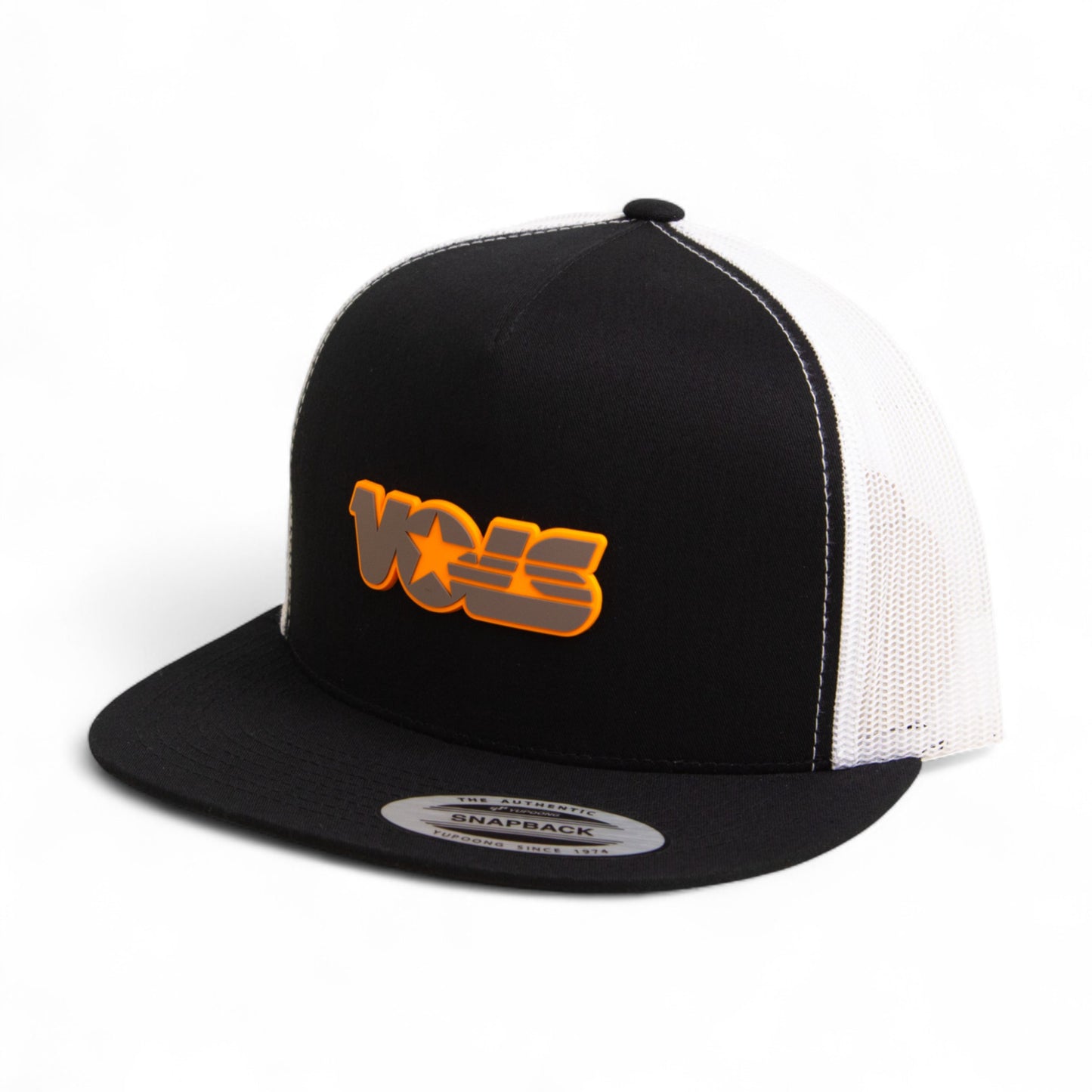 Tennessee Volunteers Retro VOLS Star Charcoal 3D YP Snapback Flat Bill Trucker Hat- Black/ White