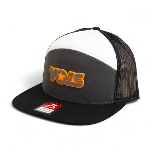 Tennessee Volunteers Retro VOLS Star Charcoal 3D Snapback Seven-Panel Flat Bill Trucker Hat- Charcoal/ Black/ White