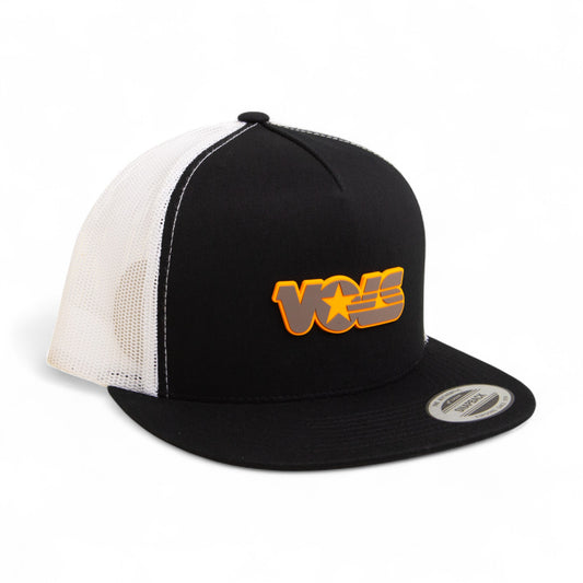 Tennessee Volunteers Retro VOLS Star Charcoal 3D YP Snapback Flat Bill Trucker Hat- Black/ White