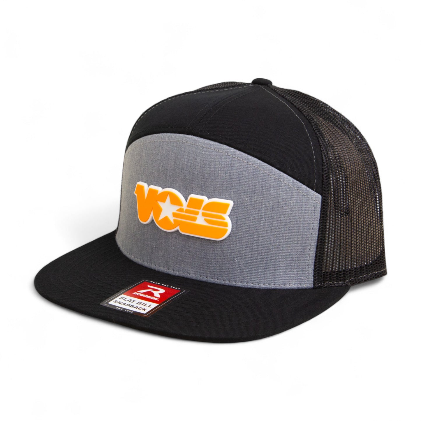 Tennessee Volunteers Retro VOLS Star Orange 3D Snapback Seven-Panel Flat Bill Trucker Hat- Heather Grey/ Black