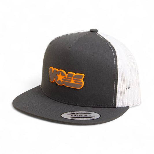 Tennessee Volunteers Retro VOLS Star Charcoal 3D YP Snapback Flat Bill Trucker Hat- Charcoal/ White