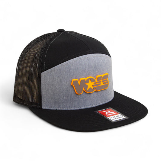 Tennessee Volunteers Retro VOLS Star Charcoal 3D Snapback Seven-Panel Flat Bill Trucker Hat- Heather Grey/ Black