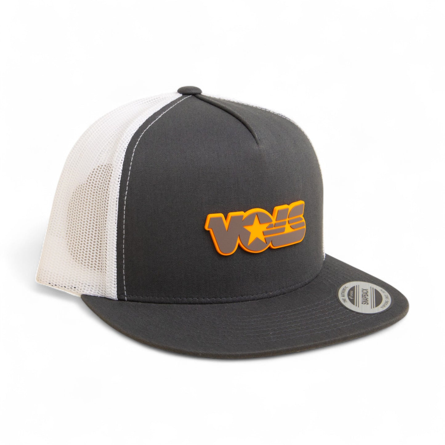 Tennessee Volunteers Retro VOLS Star Charcoal 3D YP Snapback Flat Bill Trucker Hat- Charcoal/ White