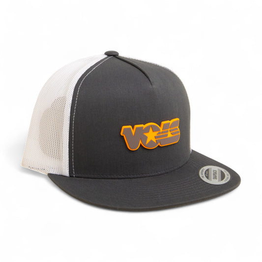 Tennessee Volunteers Retro VOLS Star Charcoal 3D YP Snapback Flat Bill Trucker Hat- Charcoal/ White