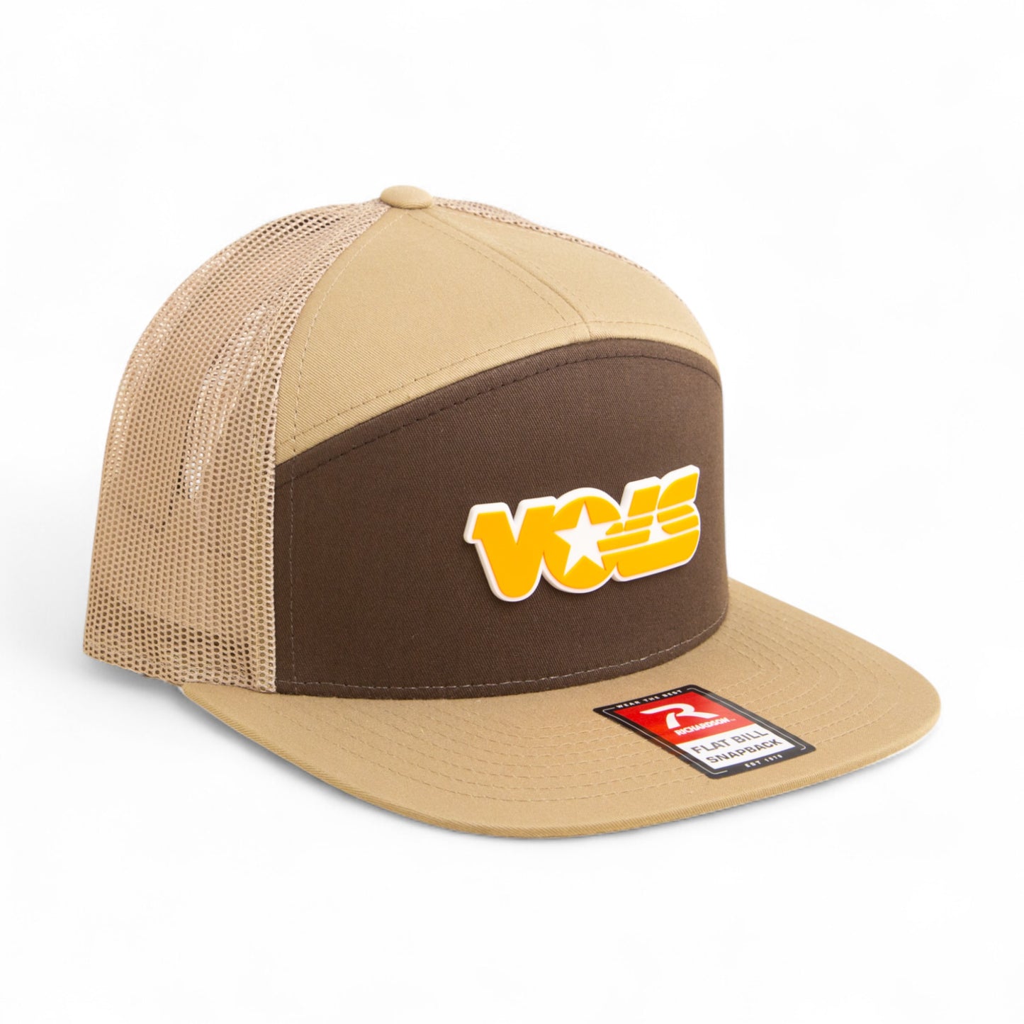 Tennessee Volunteers Retro VOLS Star Orange 3D Snapback Seven-Panel Flat Bill Trucker Hat- Brown/ Tan