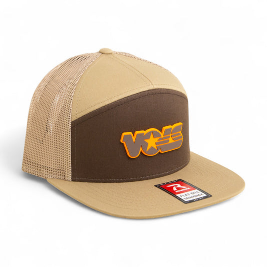 Tennessee Volunteers Retro VOLS Star Charcoal 3D Snapback Seven-Panel Flat Bill Trucker Hat- Brown/ Tan