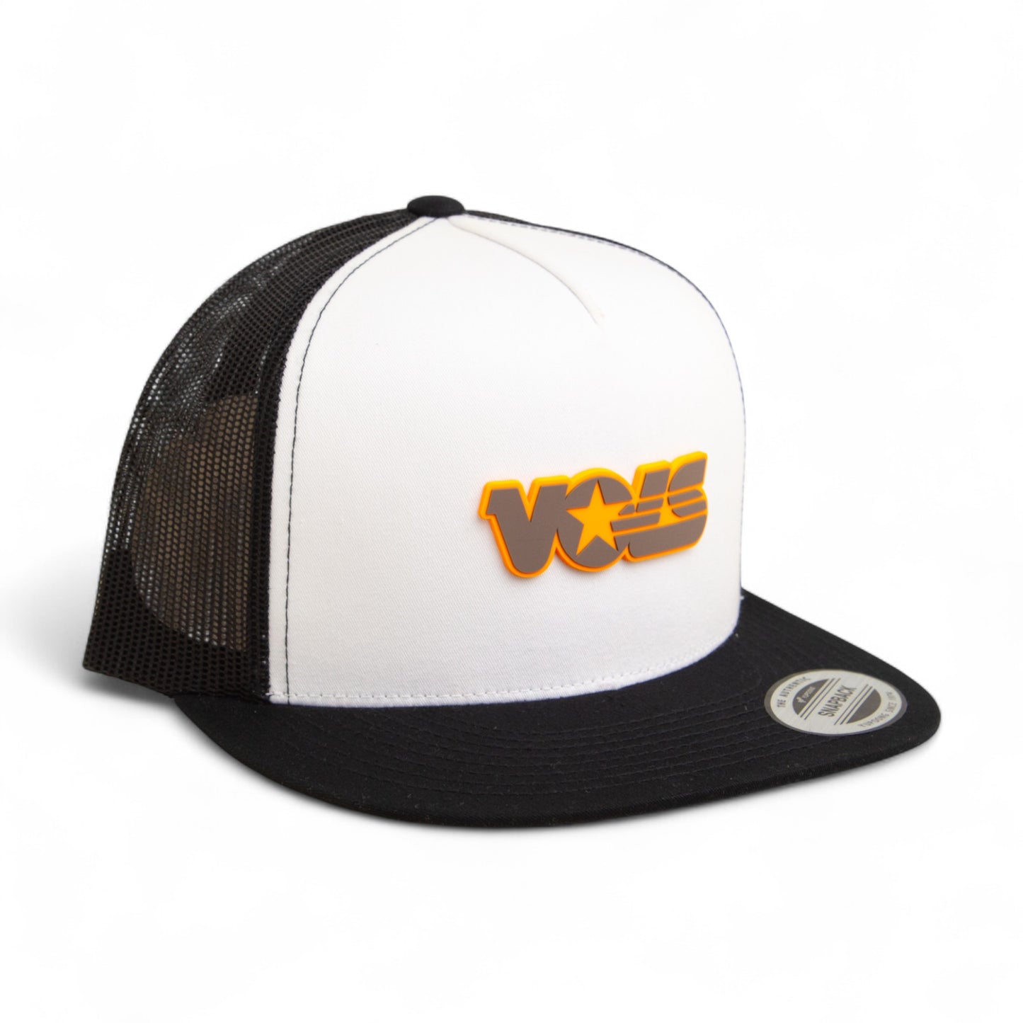 Tennessee Volunteers Retro VOLS Star Charcoal 3D YP Snapback Flat Bill Trucker Hat- White/ Black
