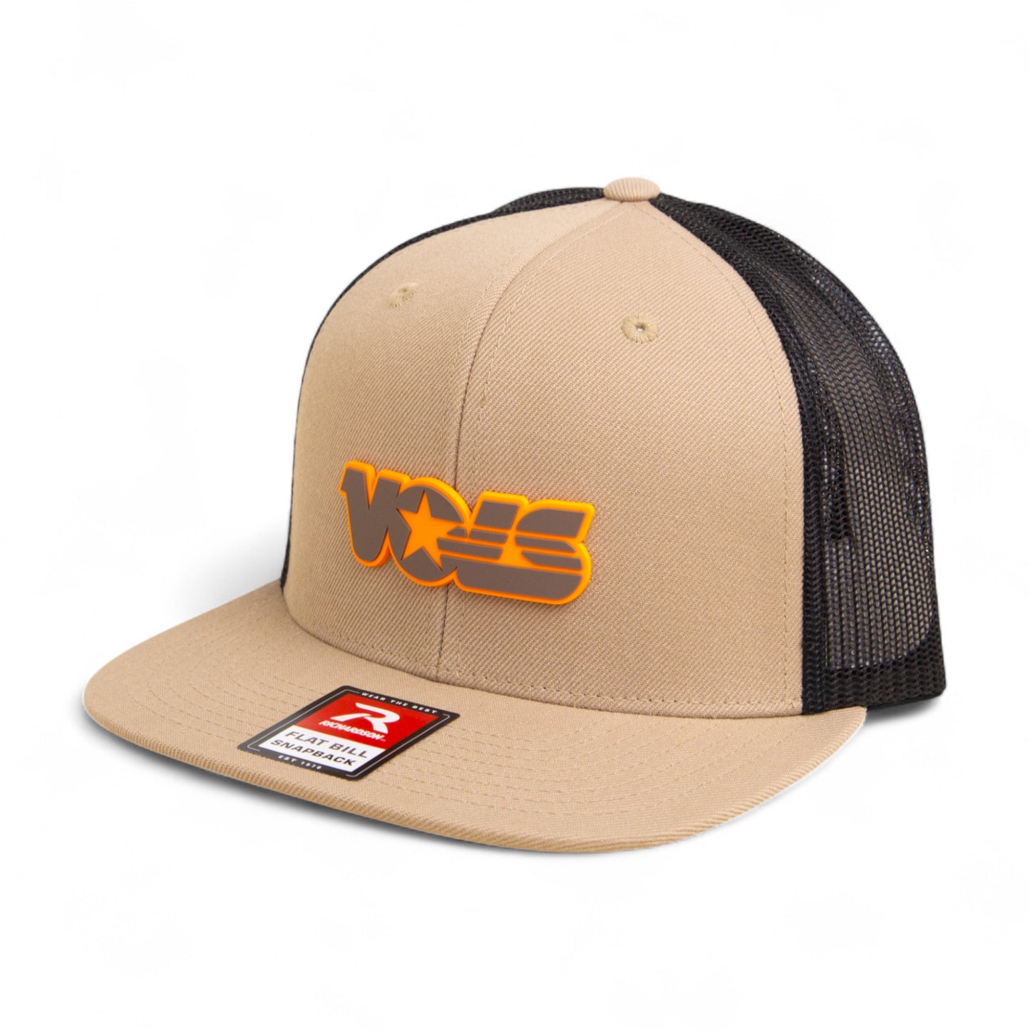 Tennessee Volunteers Retro VOLS Star Charcoal 3D Wool Blend Flat Bill Hat- Tan/ Black