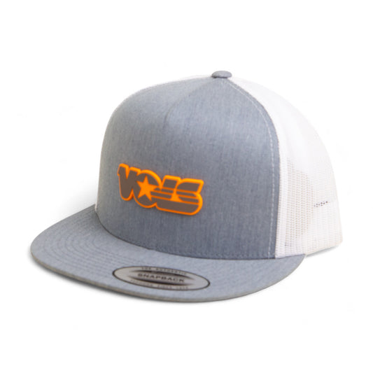 Tennessee Volunteers Retro VOLS Star Charcoal 3D YP Snapback Flat Bill Trucker Hat- Heather Grey/ White