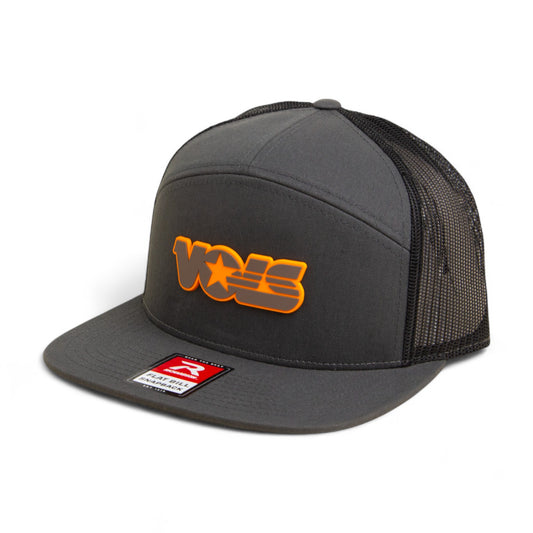 Tennessee Volunteers Retro VOLS Star Charcoal 3D Snapback Seven-Panel Flat Bill Trucker Hat- Charcoal/ Black