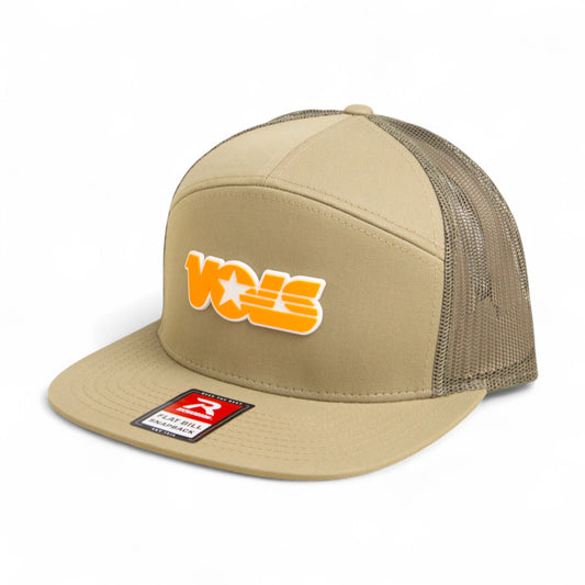 Tennessee Volunteers Retro VOLS Star Orange 3D Snapback Seven-Panel Flat Bill Trucker Hat- Pale Loden
