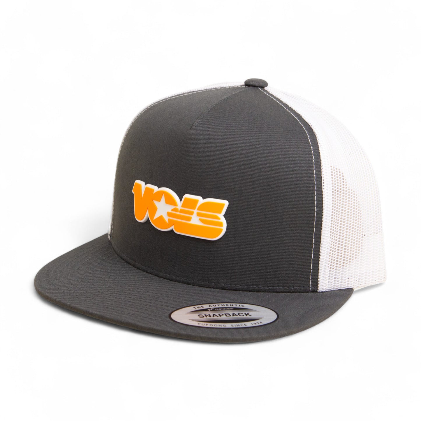 Tennessee Volunteers Retro VOLS Star Orange 3D YP Snapback Flat Bill Trucker Hat- Charcoal/ White